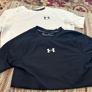 Under Armour Short Sleeve Tech Tees - White & Navy Blue